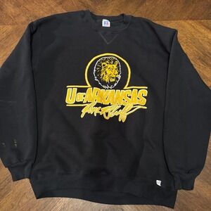 Vintage Russell Athletic U of Arkansas Crewneck Sweatshirt XL Lion Logo |E1